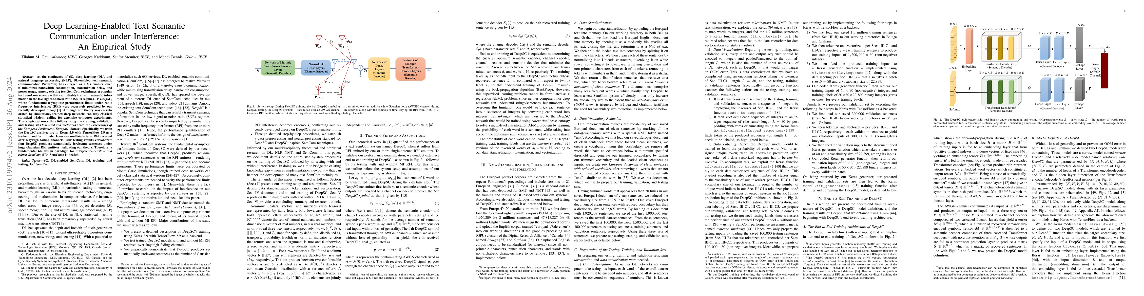 Thumbnail for Deep Learning-Enabled Text Semantic Communication under Interference: An
  Empirical Study