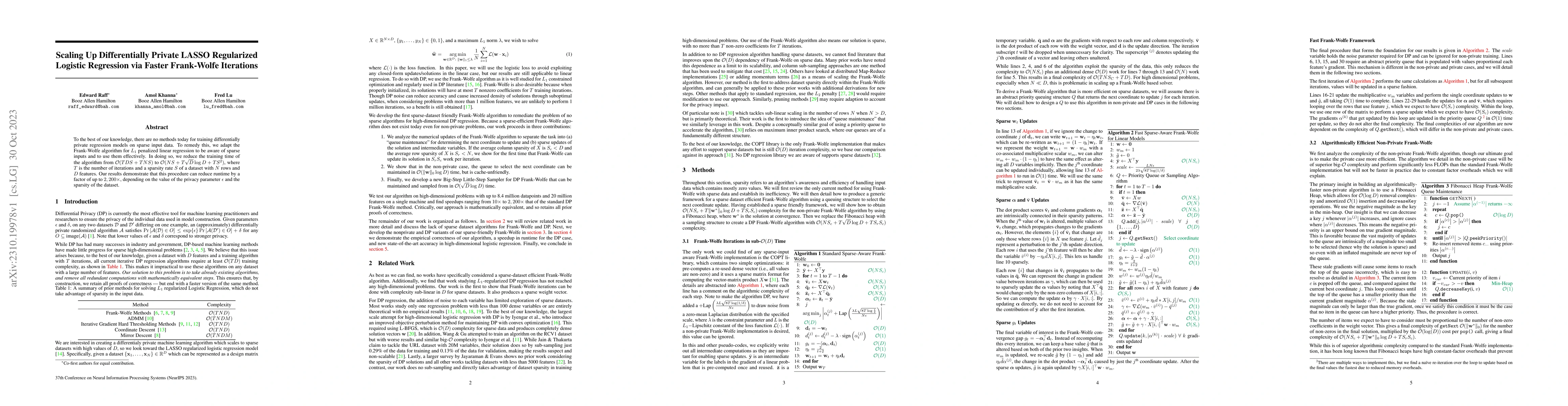 Thumbnail for Scaling Up Differentially Private LASSO Regularized Logistic Regression
  via Faster Frank-Wolfe Iterations