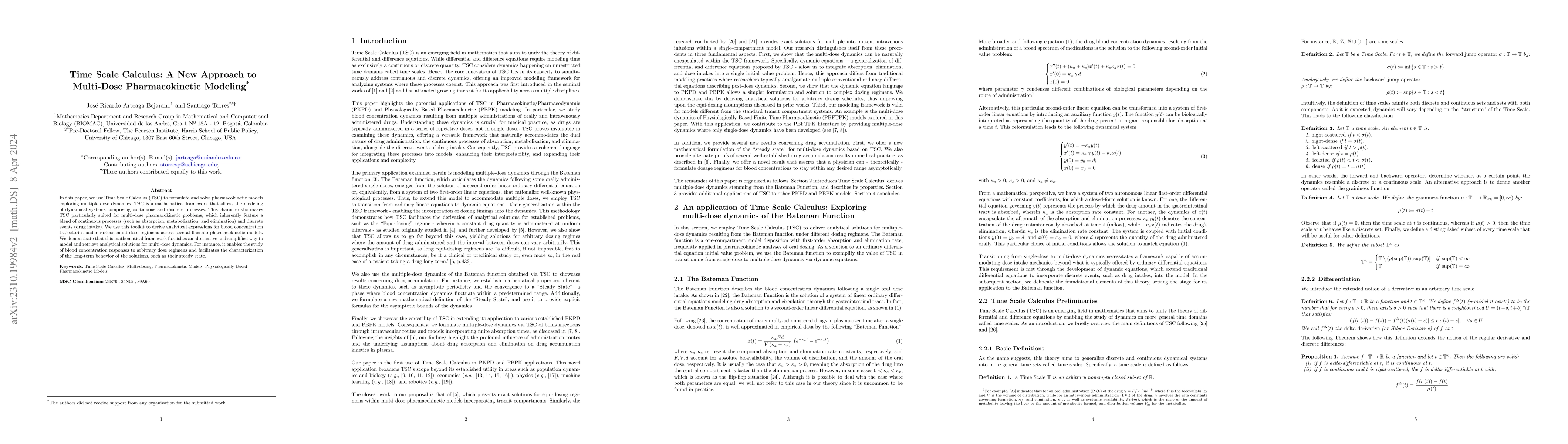 Thumbnail for Time Scale Calculus: A New Approach to Multi-Dose Pharmacokinetic
  Modeling