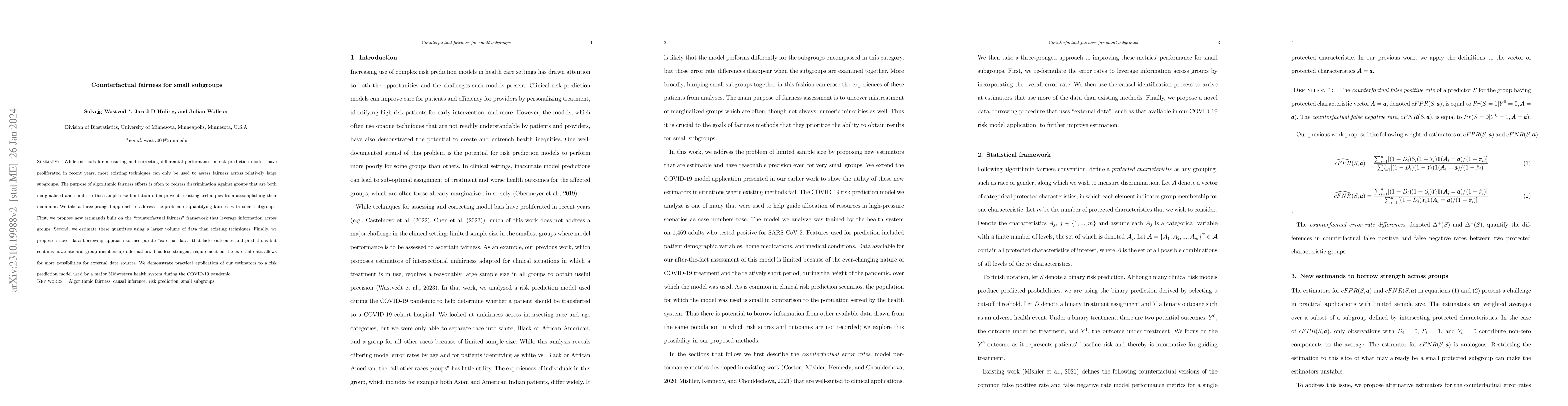 Thumbnail for Counterfactual fairness for small subgroups