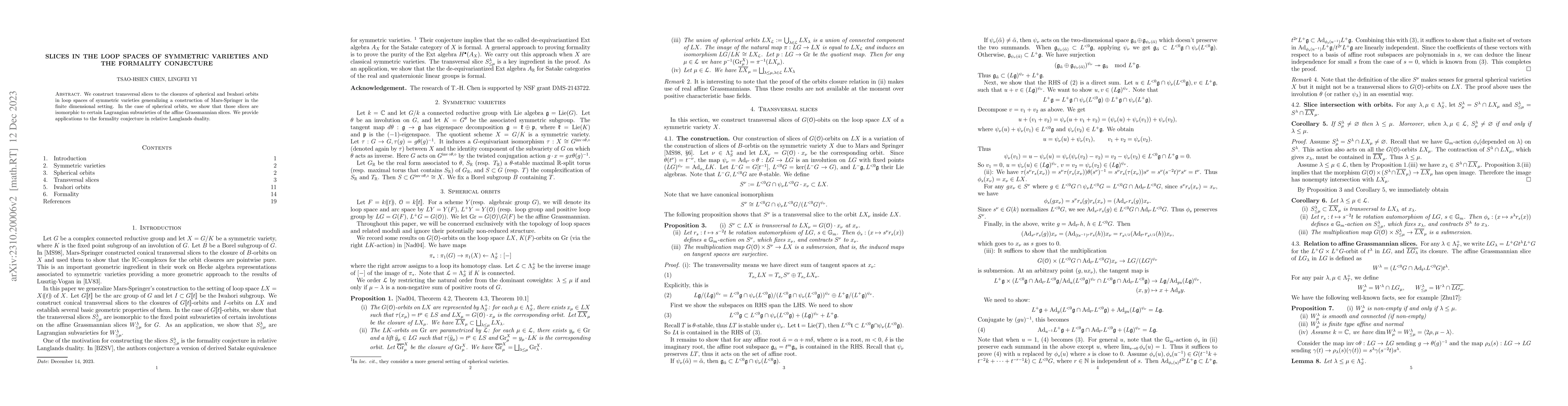 Thumbnail for Slices in the loop spaces of symmetric varieties and the formality
  conjecture