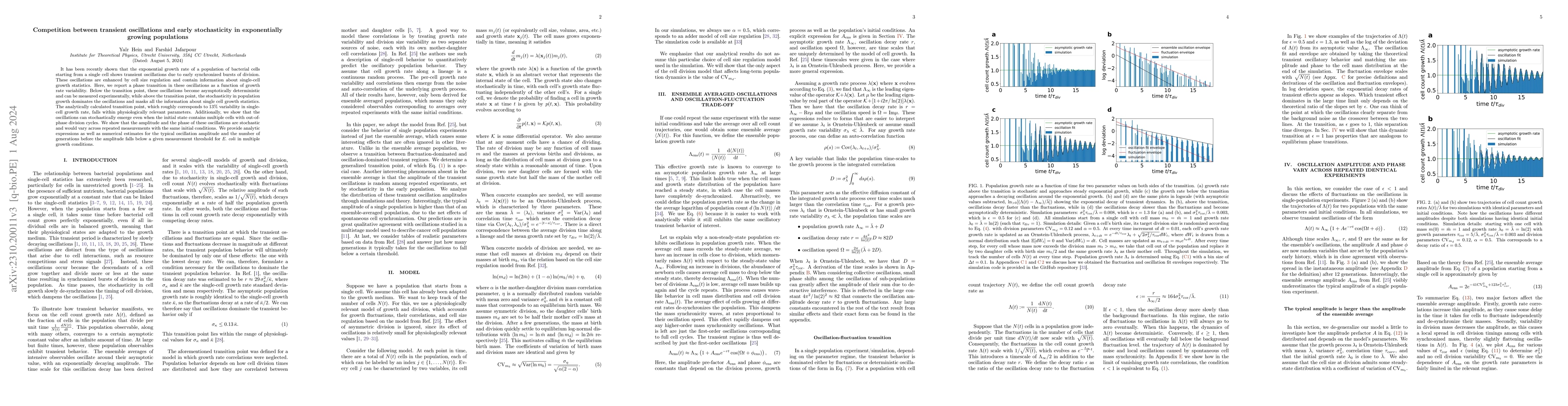 Thumbnail for Competition between transient oscillations and early stochasticity in
  exponentially growing populations