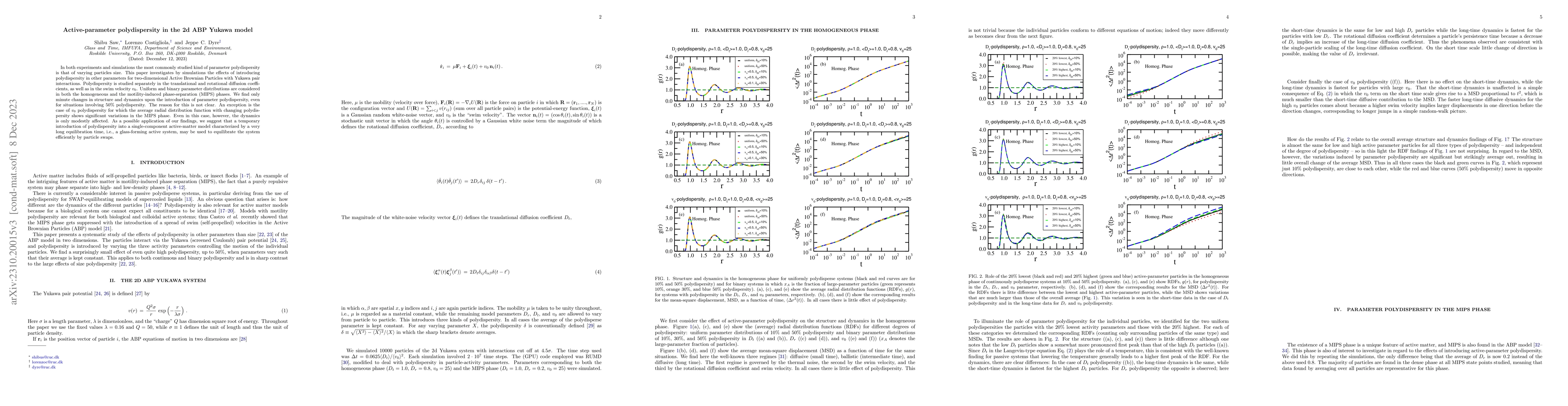Thumbnail for Active-parameter polydispersity in the 2d ABP Yukawa model