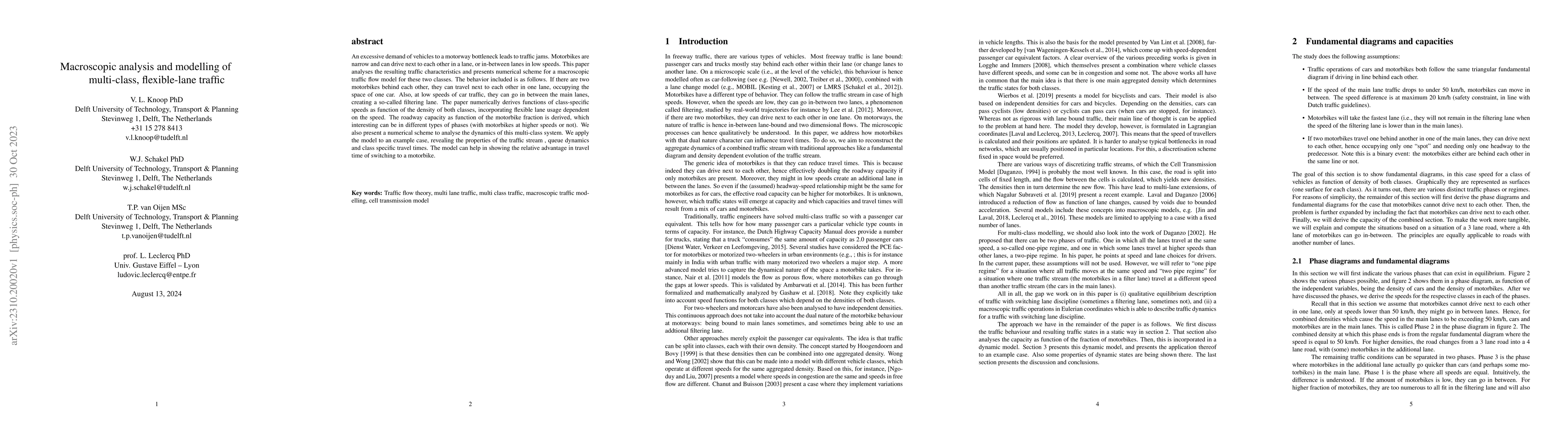 Thumbnail for Macroscopic analysis and modelling of multi-class, flexible-lane traffic
