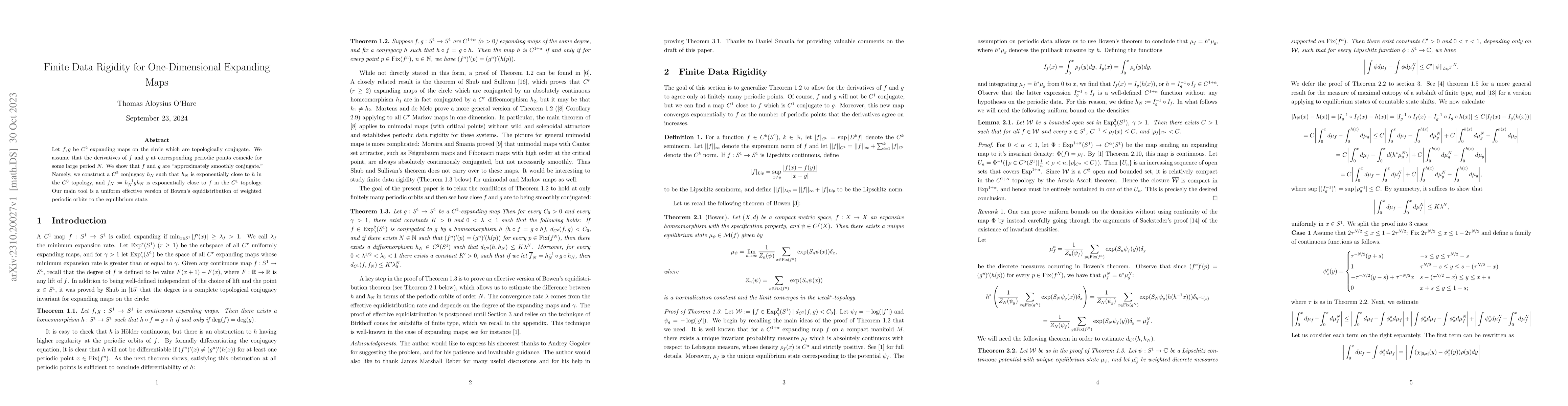 Thumbnail for Finite Data Rigidity for One-Dimensional Expanding Maps
