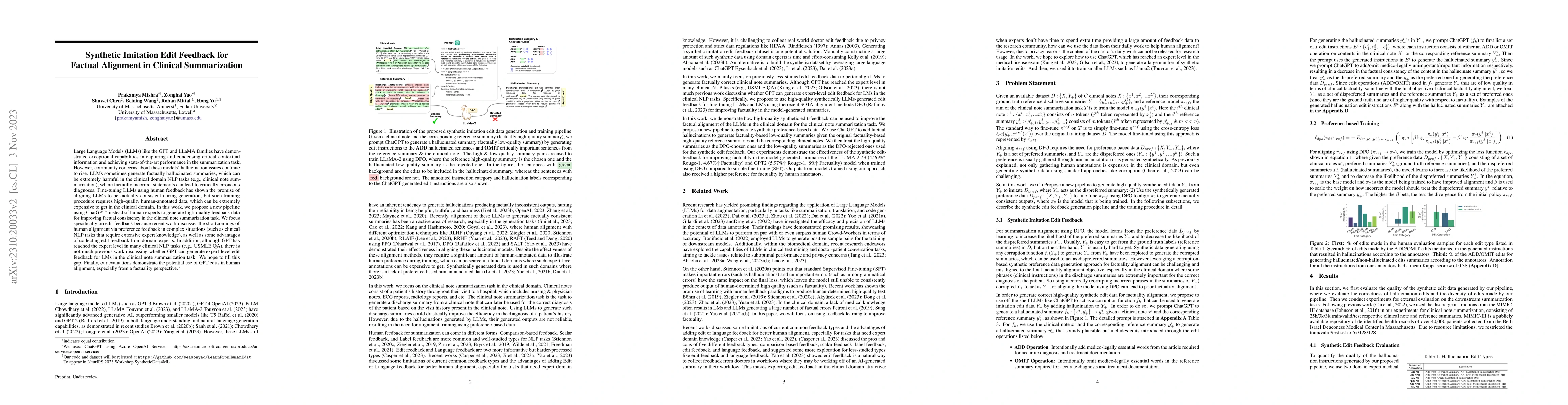 Thumbnail for Synthetic Imitation Edit Feedback for Factual Alignment in Clinical
  Summarization