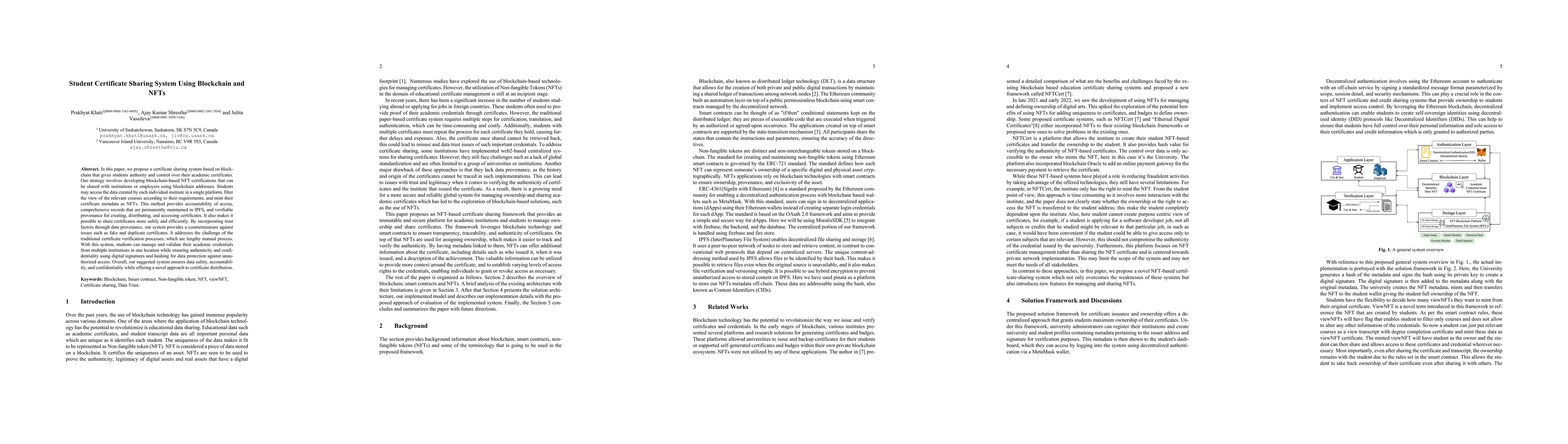 Thumbnail for Student Certificate Sharing System Using Blockchain and NFTs