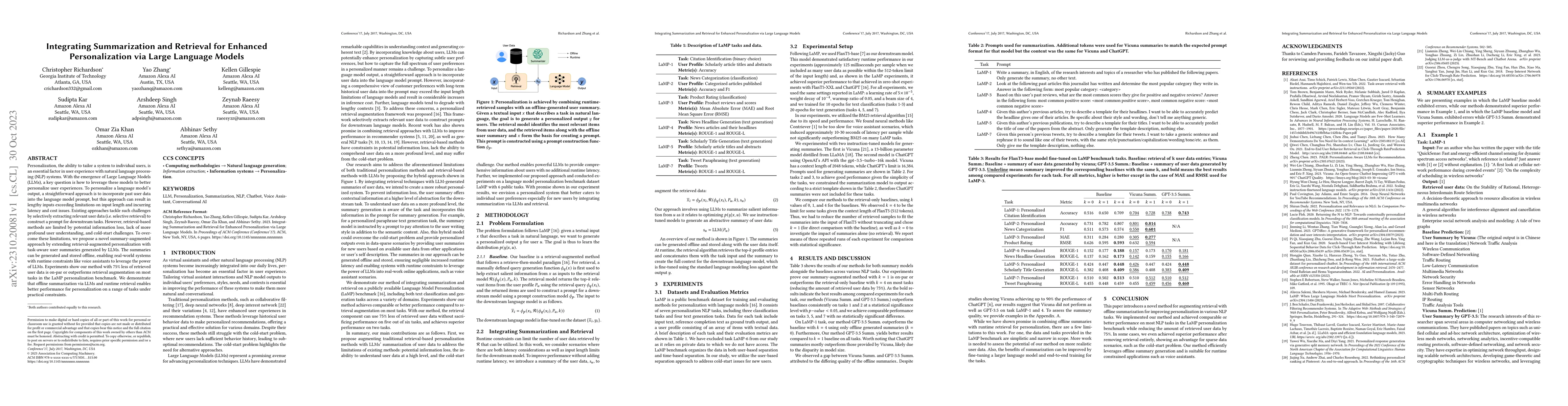 Thumbnail for Integrating Summarization and Retrieval for Enhanced Personalization via
  Large Language Models