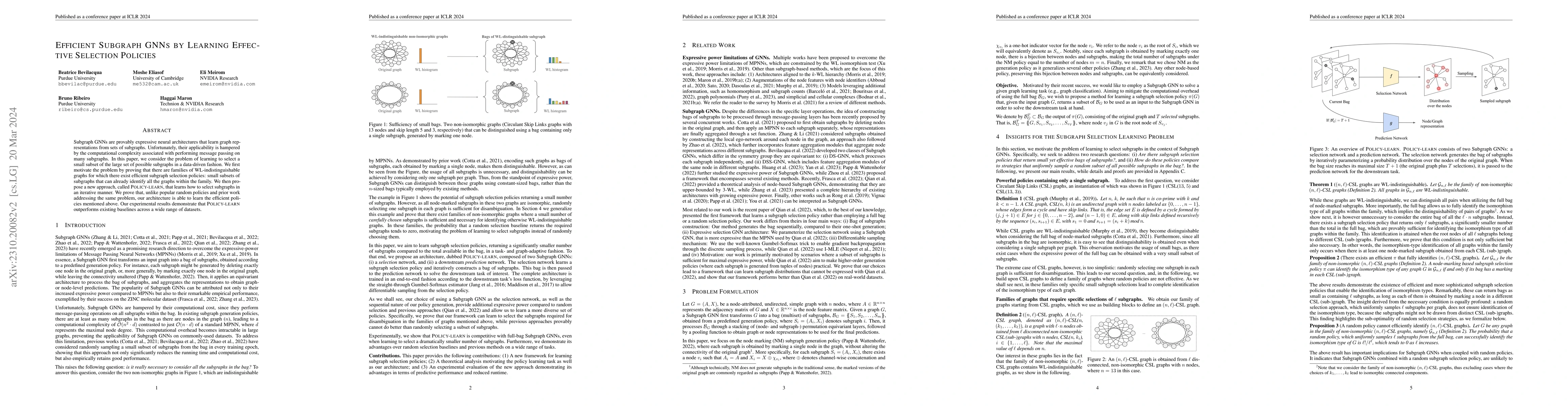 Thumbnail for Efficient Subgraph GNNs by Learning Effective Selection Policies