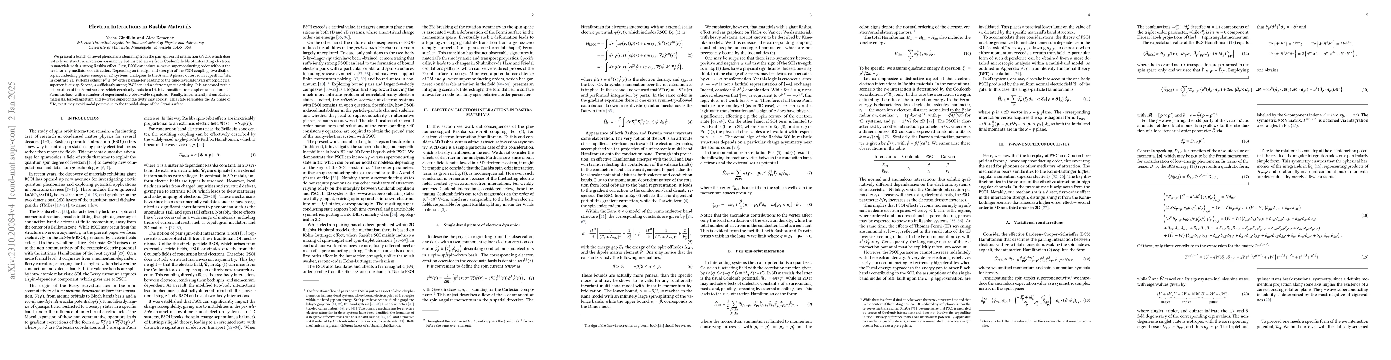 Thumbnail for Electron Interactions in Rashba Materials