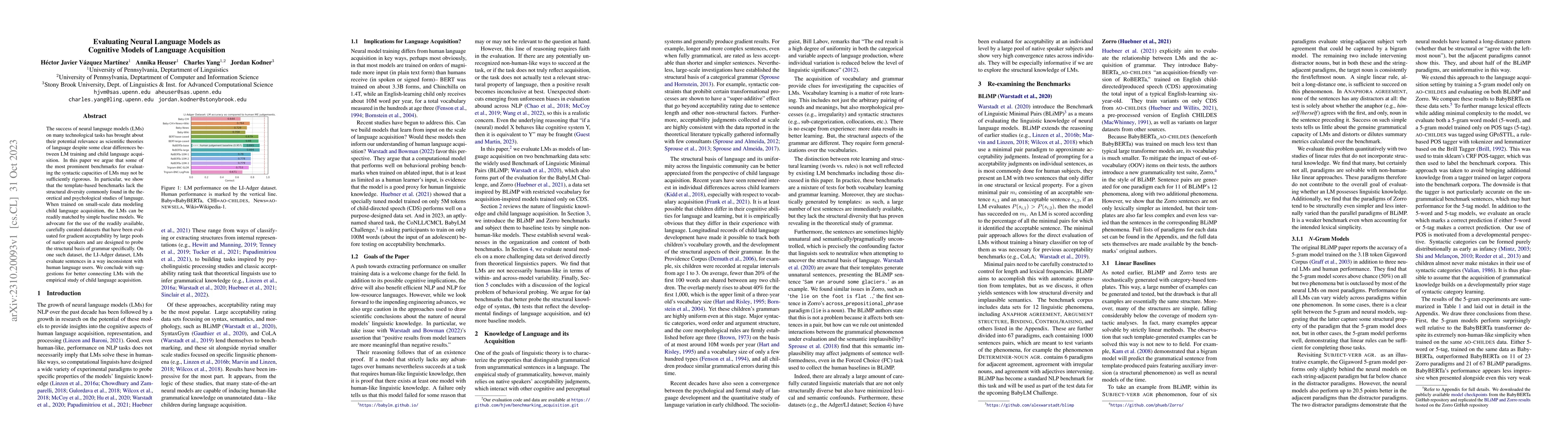 Thumbnail for Evaluating Neural Language Models as Cognitive Models of Language
  Acquisition