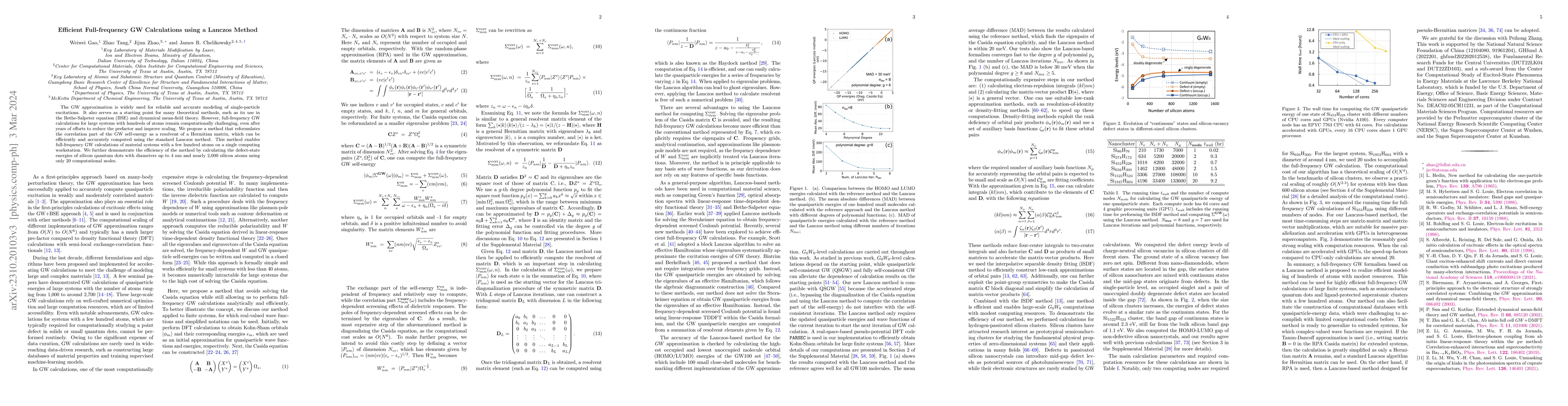Thumbnail for Efficient Full-frequency GW Calculations using a Lanczos Method