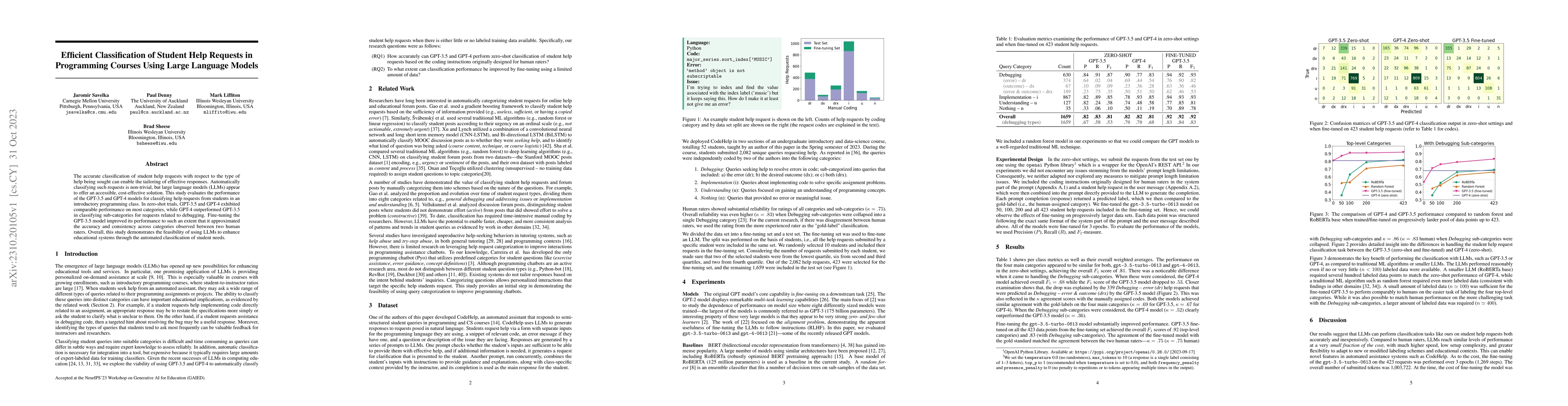 Thumbnail for Efficient Classification of Student Help Requests in Programming Courses
  Using Large Language Models