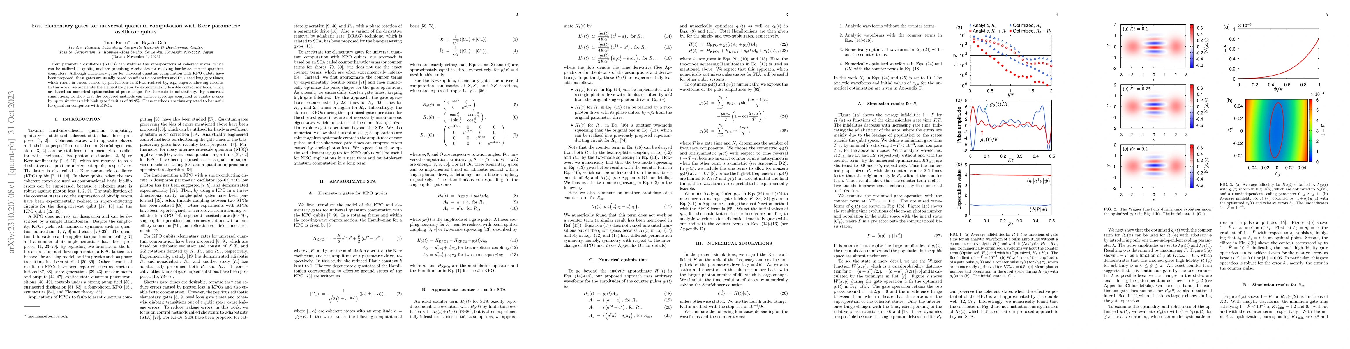 Thumbnail for Fast elementary gates for universal quantum computation with Kerr
  parametric oscillator qubits