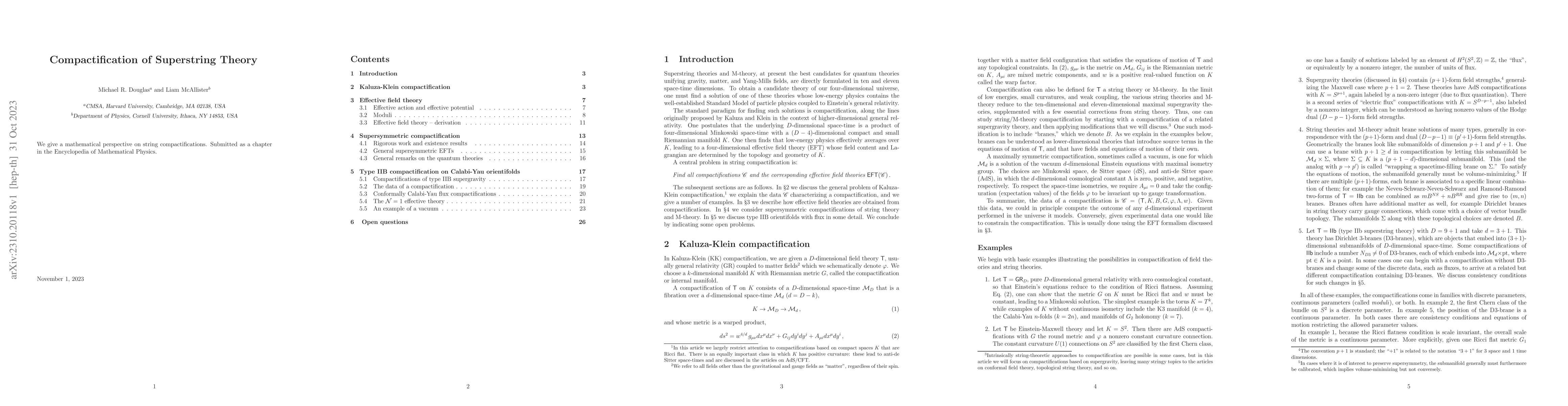 Thumbnail for Compactification of Superstring Theory