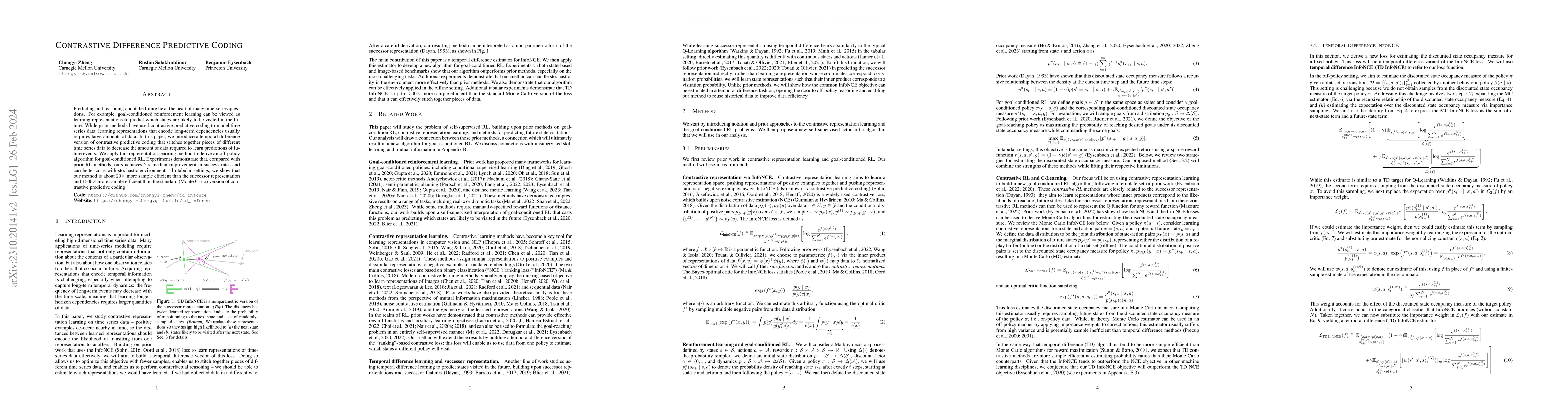 Thumbnail for Contrastive Difference Predictive Coding
