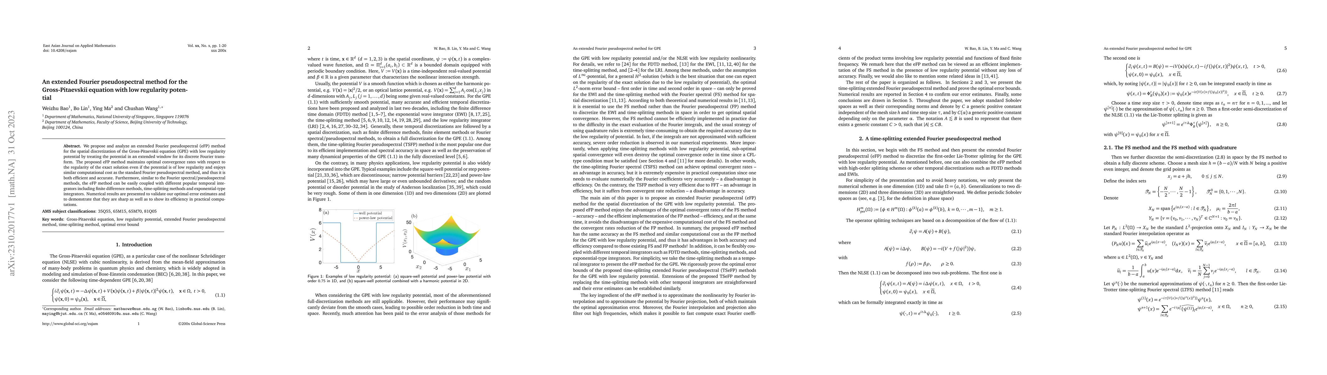 Thumbnail for An extended Fourier pseudospectral method for the Gross-Pitaevskii
  equation with low regularity potential