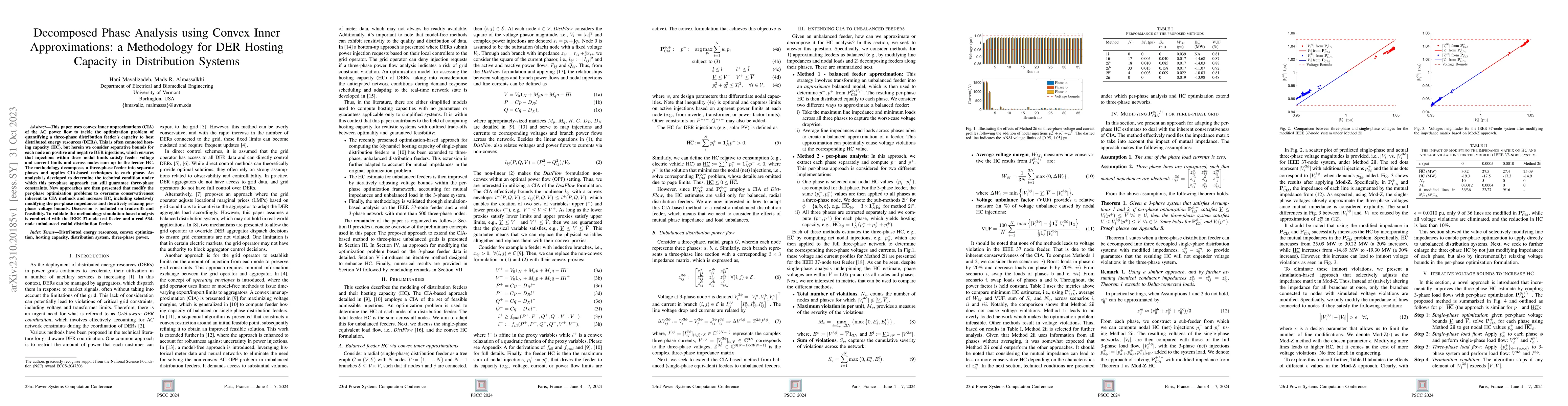 Thumbnail for Decomposed Phase Analysis using Convex Inner Approximations: a
  Methodology for DER Hosting Capacity in Distribution Systems
