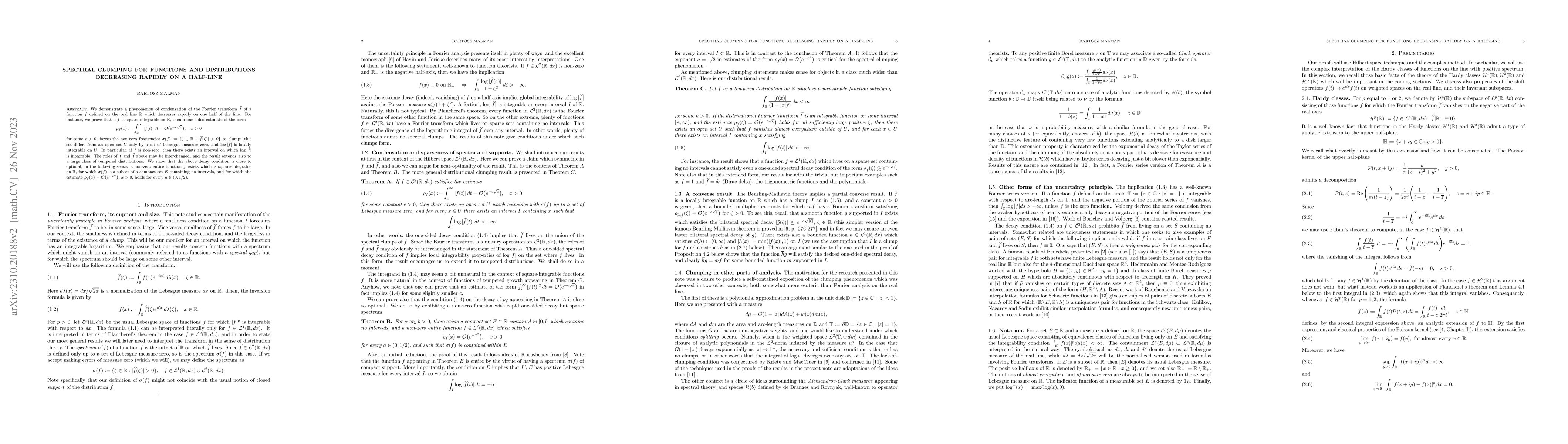 Thumbnail for Spectral clumping for functions decreasing rapidly on a half-line