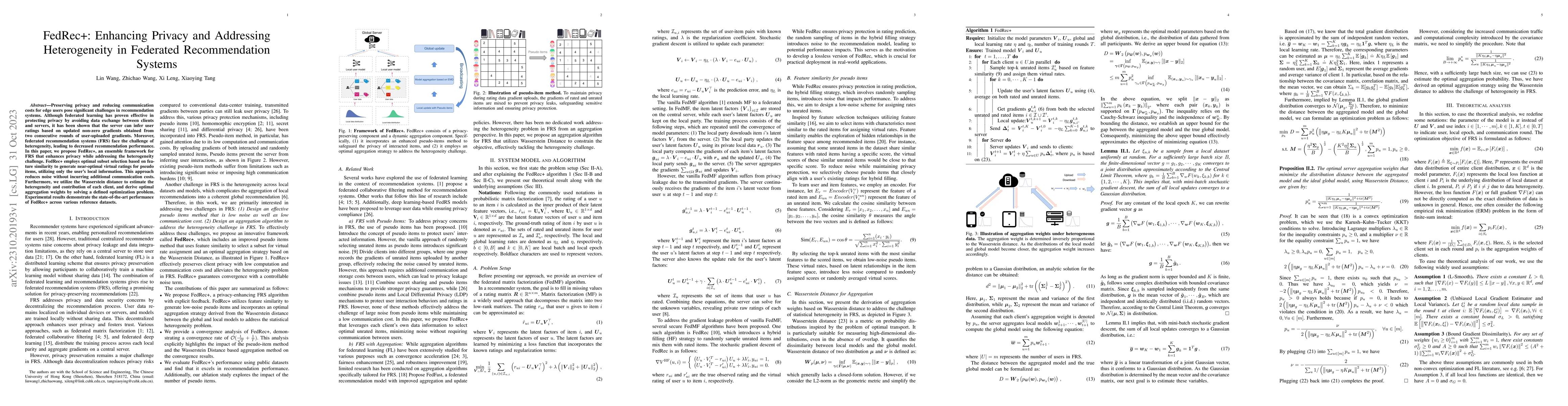 Thumbnail for FedRec+: Enhancing Privacy and Addressing Heterogeneity in Federated
  Recommendation Systems