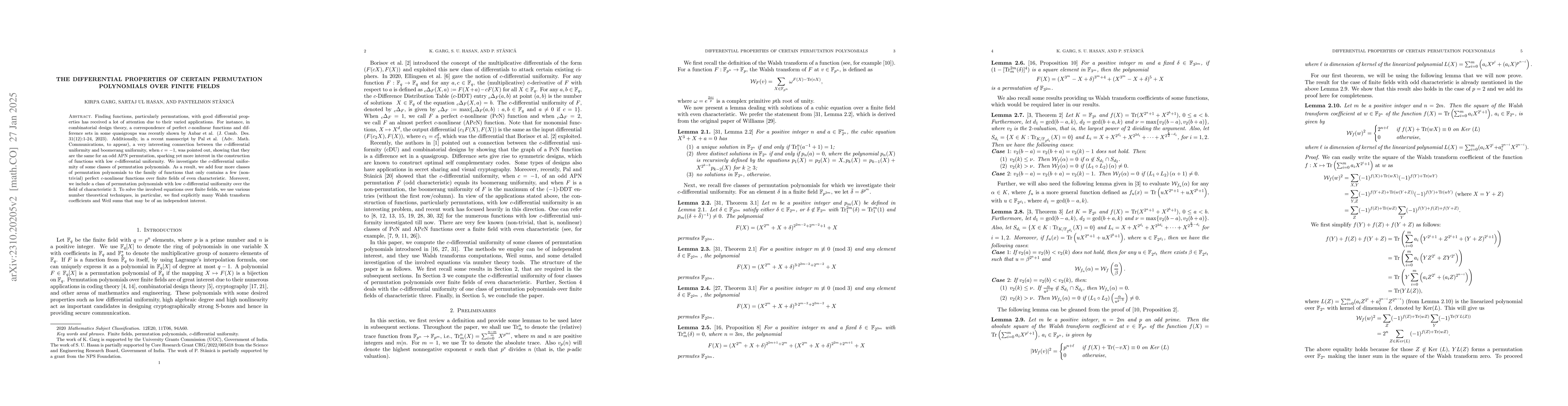 Thumbnail for The differential properties of certain permutation polynomials over
  finite fields