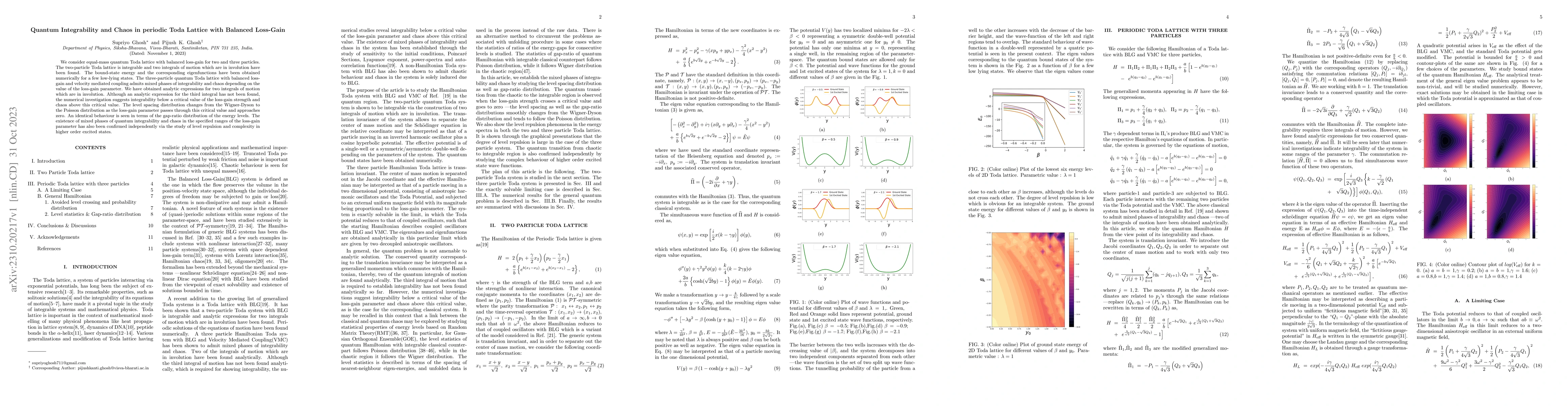 Thumbnail for Quantum Integrability and Chaos in periodic Toda Lattice with Balanced
  Loss-Gain