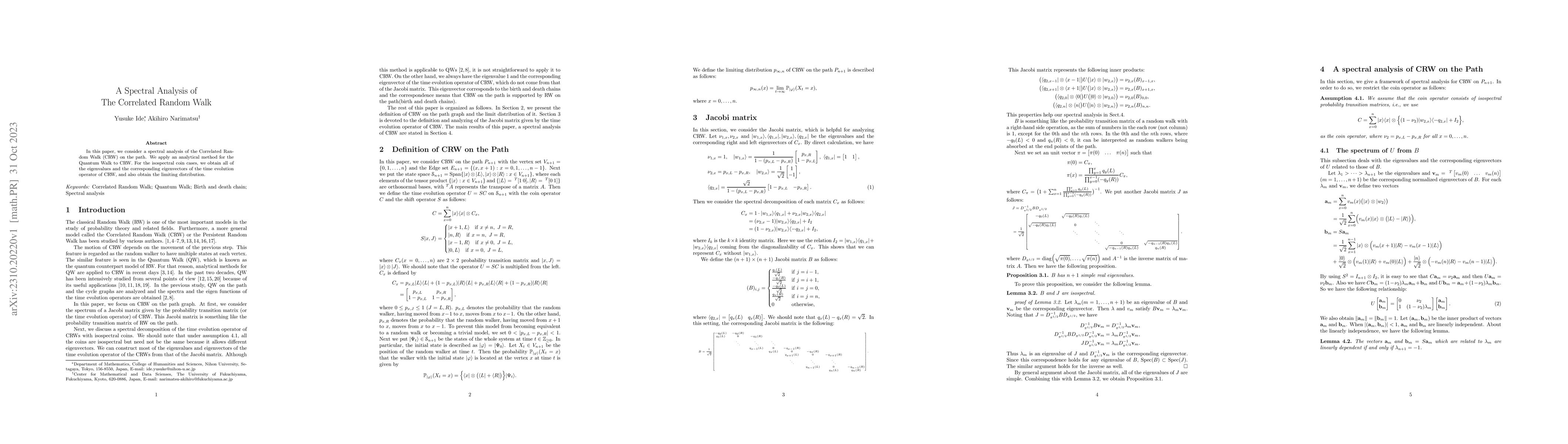 Thumbnail for A Spectral Analysis of The Correlated Random Walk