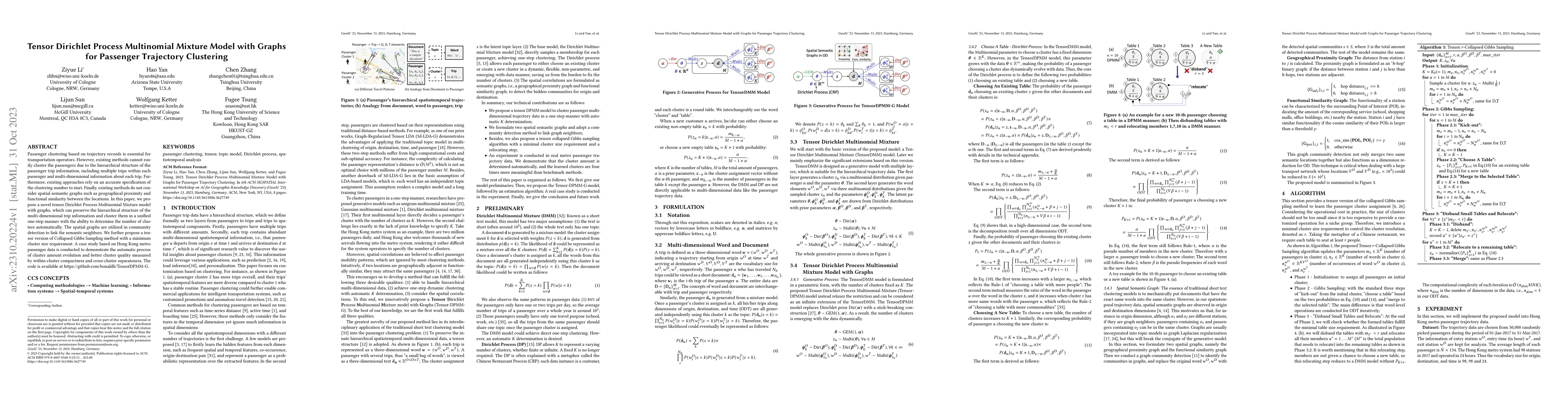 Thumbnail for Choose A Table: Tensor Dirichlet Process Multinomial Mixture Model with
  Graphs for Passenger Trajectory Clustering