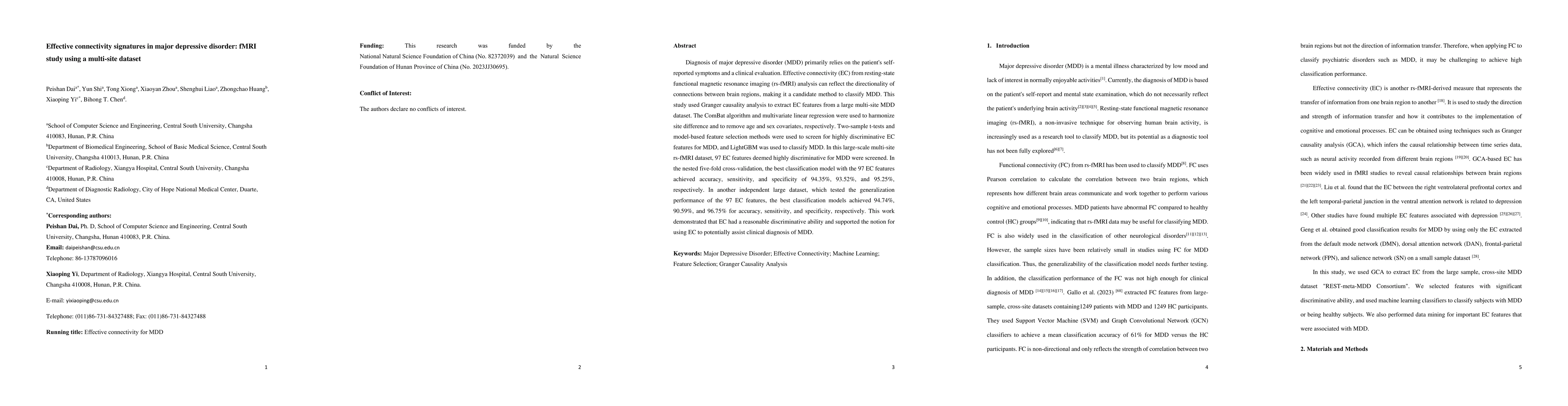 Thumbnail for Effective connectivity signatures in major depressive disorder: fMRI
  study using a multi-site dataset