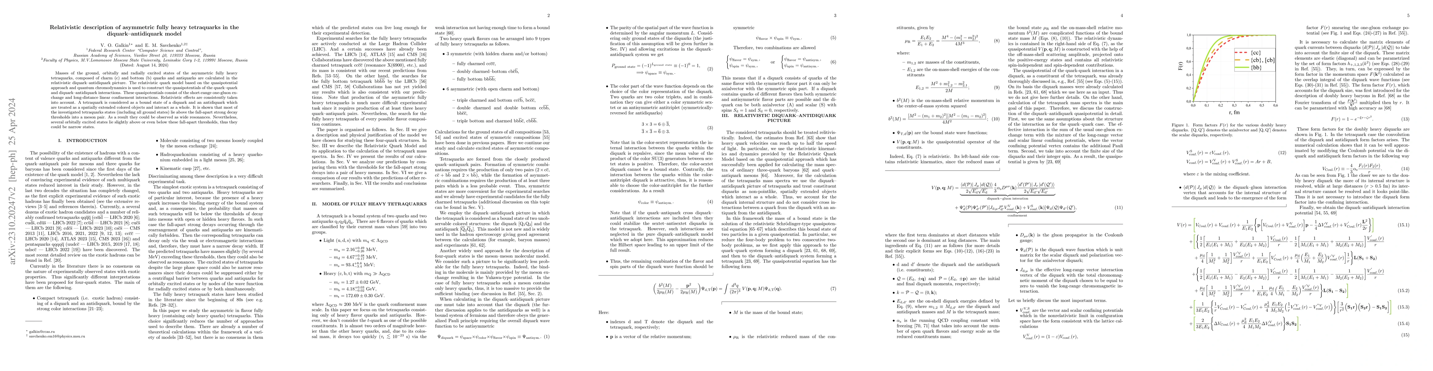 Thumbnail for Relativistic description of asymmetric fully heavy tetraquarks in the
  diquark-antidiquark model