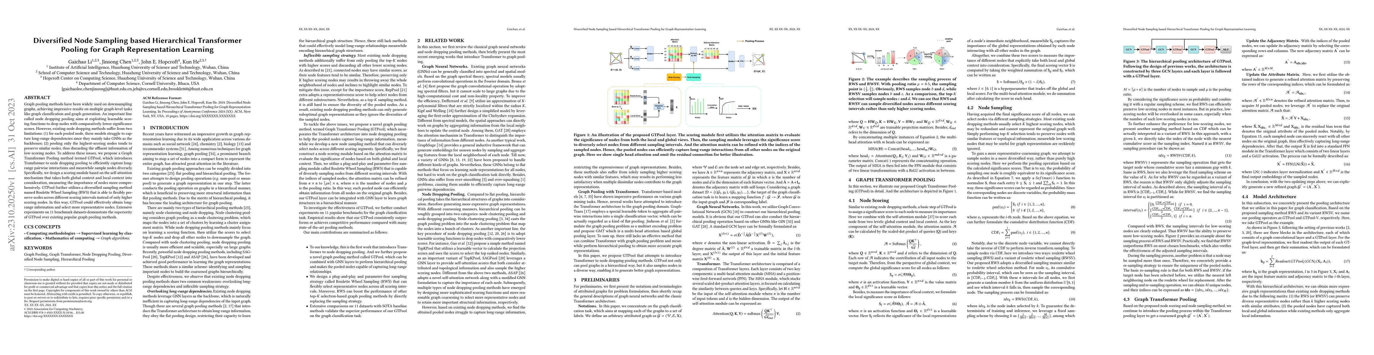 Thumbnail for Diversified Node Sampling based Hierarchical Transformer Pooling for
  Graph Representation Learning