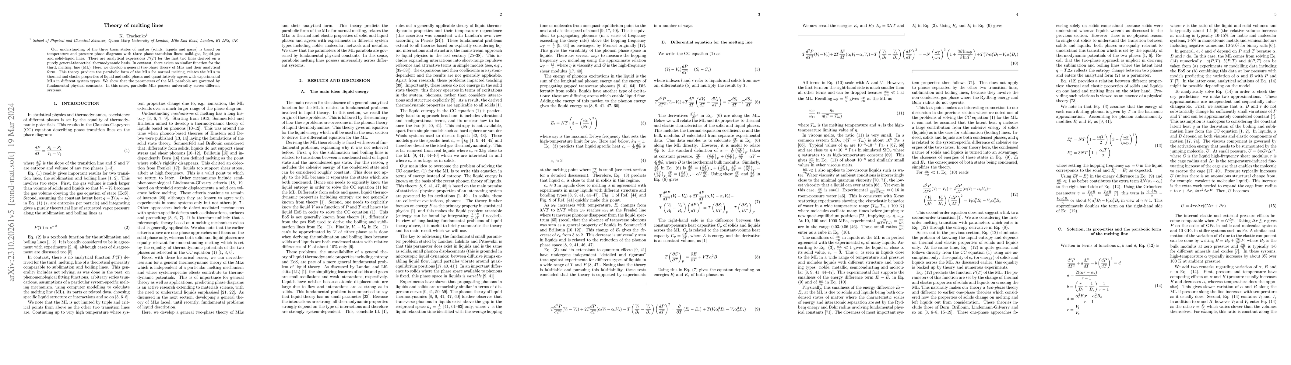 Thumbnail for Theory of melting lines