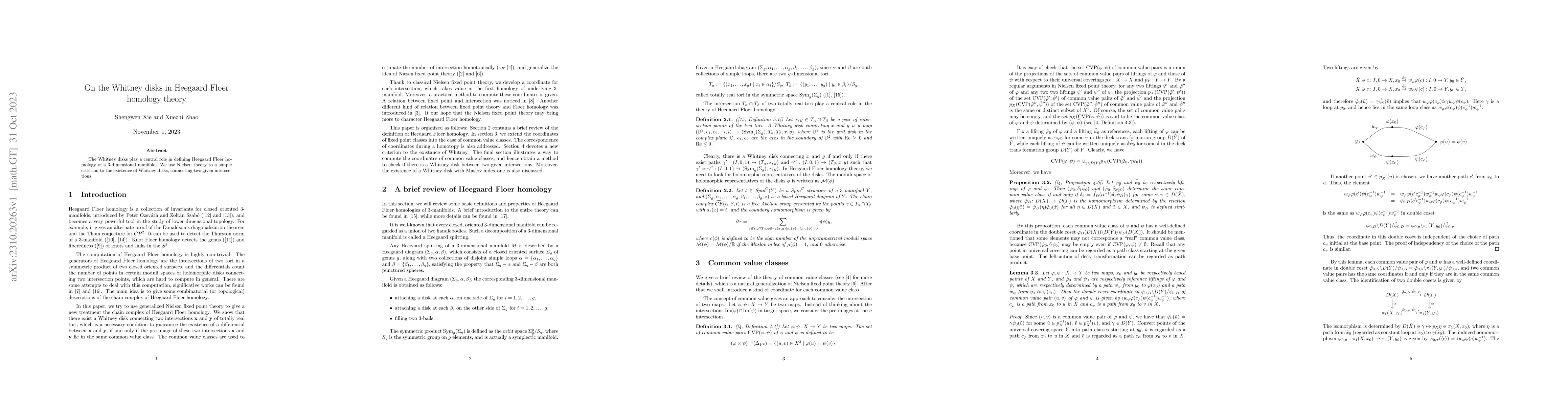 Thumbnail for On the Whitney disks in Heegaard Floer homology theory