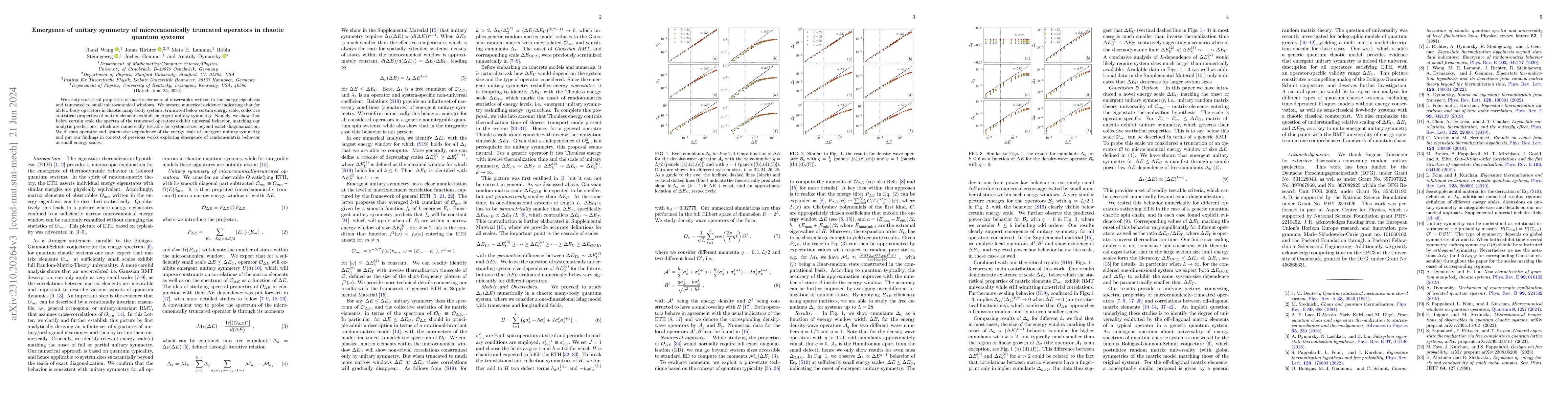 Thumbnail for Emergence of unitary symmetry of microcanonically truncated operators in
  chaotic quantum systems