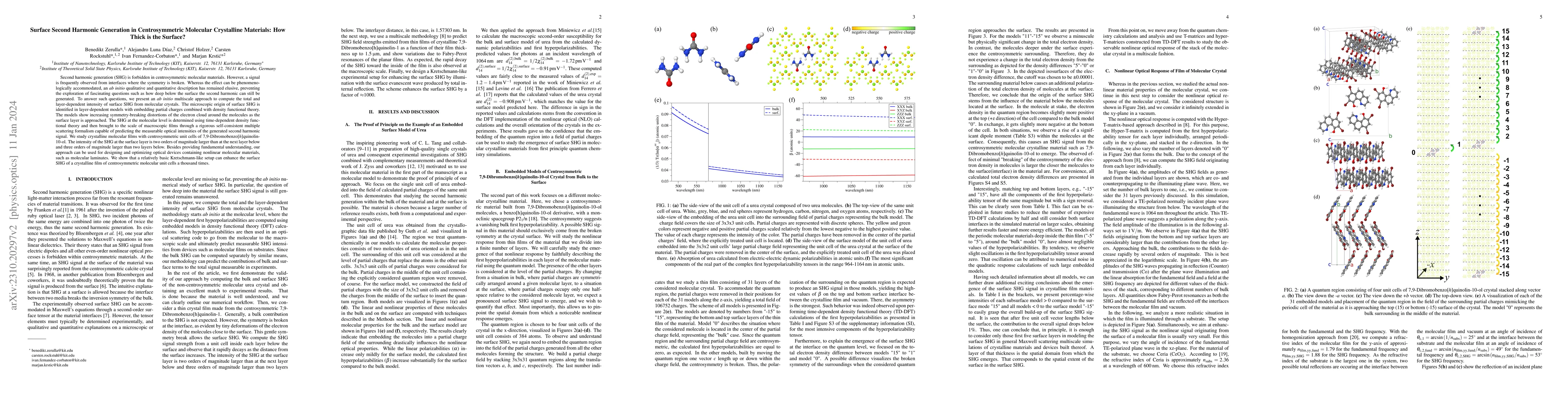 Thumbnail for Surface Second Harmonic Generation in Centrosymmetric Molecular
  Crystalline Materials: How Thick is the Surface?