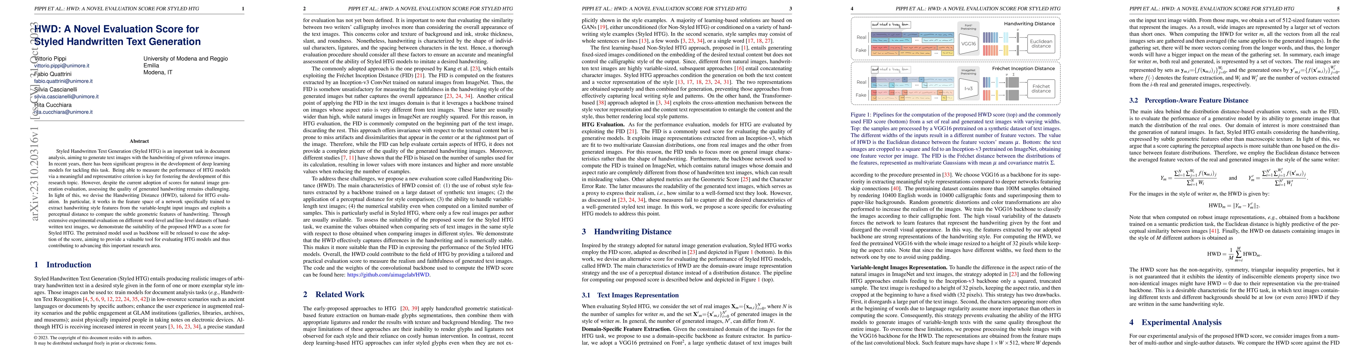 Thumbnail for HWD: A Novel Evaluation Score for Styled Handwritten Text Generation