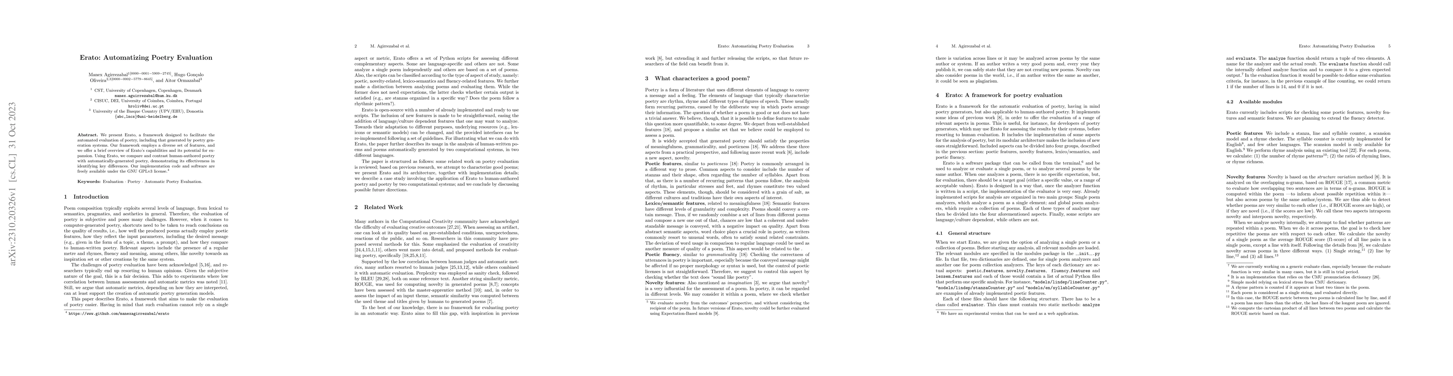 Thumbnail for Erato: Automatizing Poetry Evaluation
