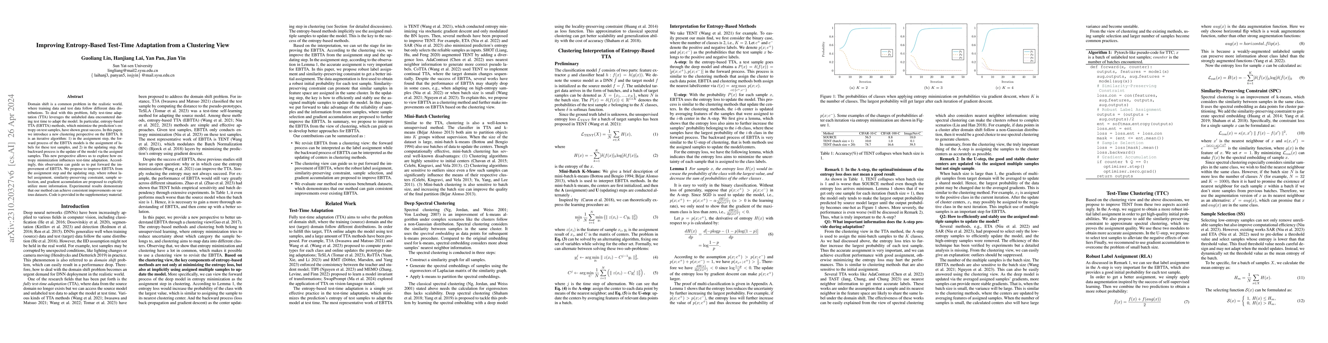 Thumbnail for Improving Entropy-Based Test-Time Adaptation from a Clustering View