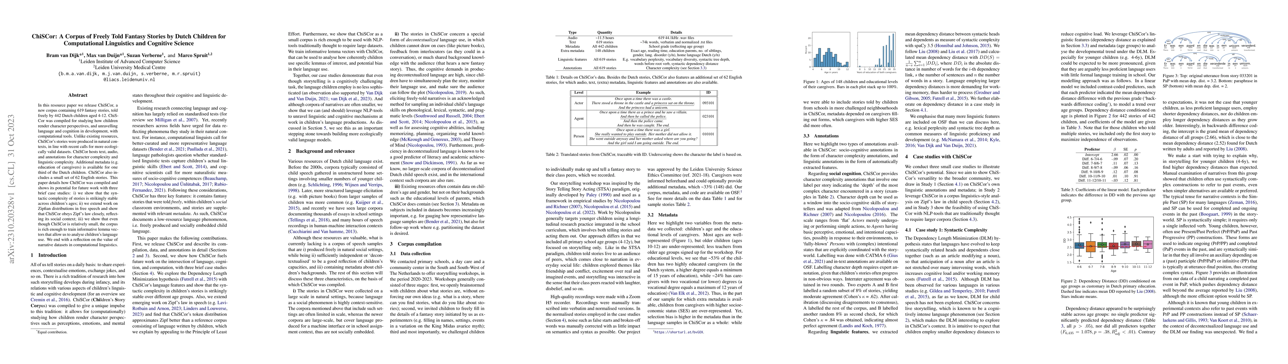 Thumbnail for ChiSCor: A Corpus of Freely Told Fantasy Stories by Dutch Children for
  Computational Linguistics and Cognitive Science
