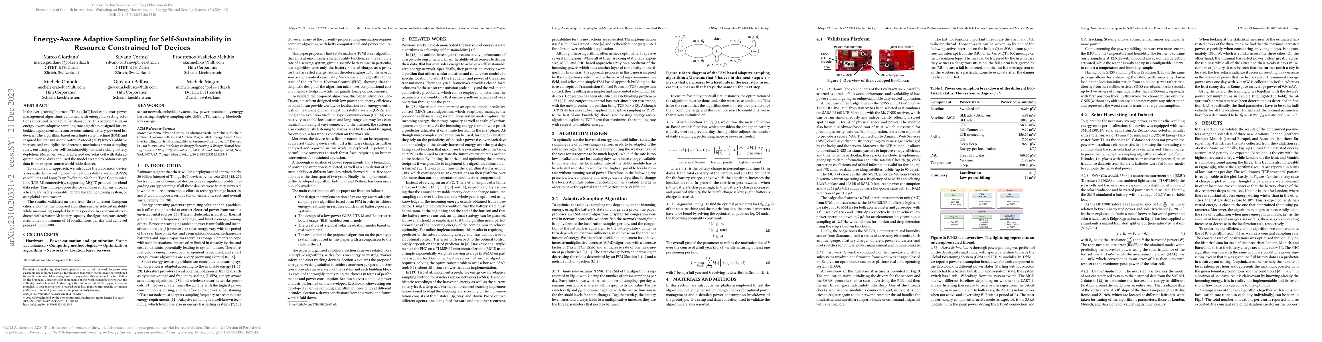 Thumbnail for Energy-Aware Adaptive Sampling for Self-Sustainability in
  Resource-Constrained IoT Devices