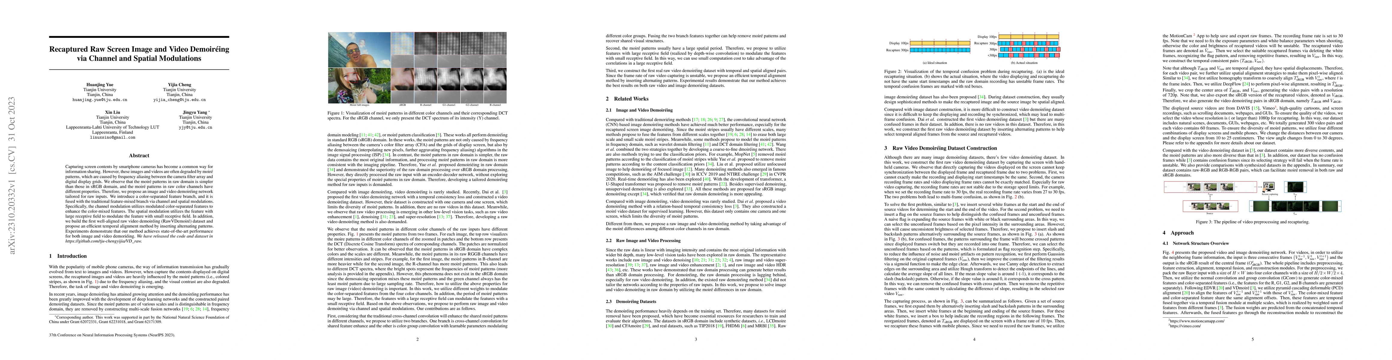 Thumbnail for Recaptured Raw Screen Image and Video Demoir\'eing via Channel and
  Spatial Modulations