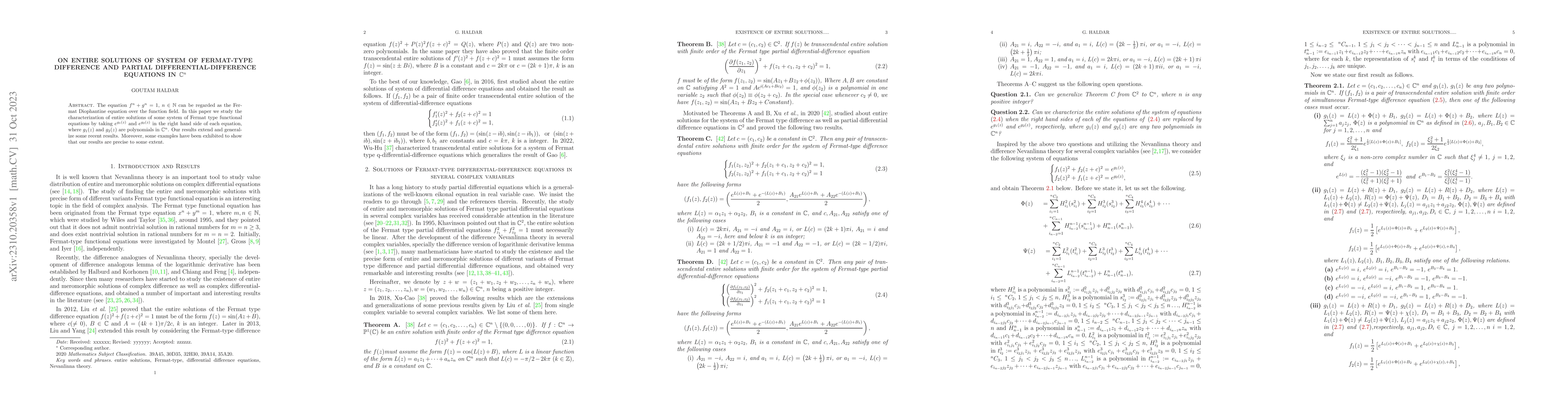 Thumbnail for On Entire solutions of system of Fermat-type difference and partial
  differential-difference equations in $\mathbb{C}^n$