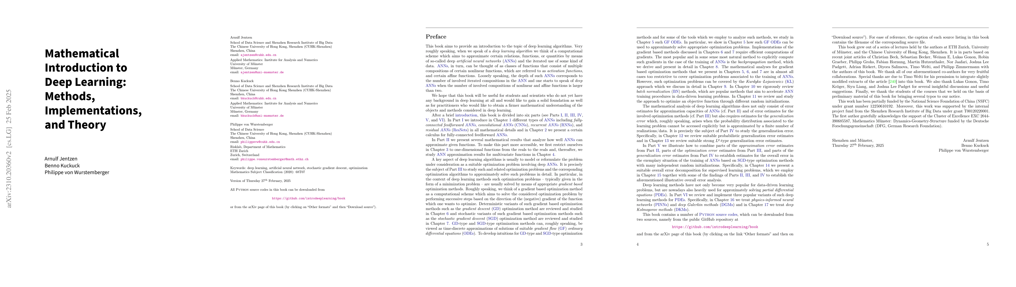 Thumbnail for Mathematical Introduction to Deep Learning: Methods, Implementations,
  and Theory