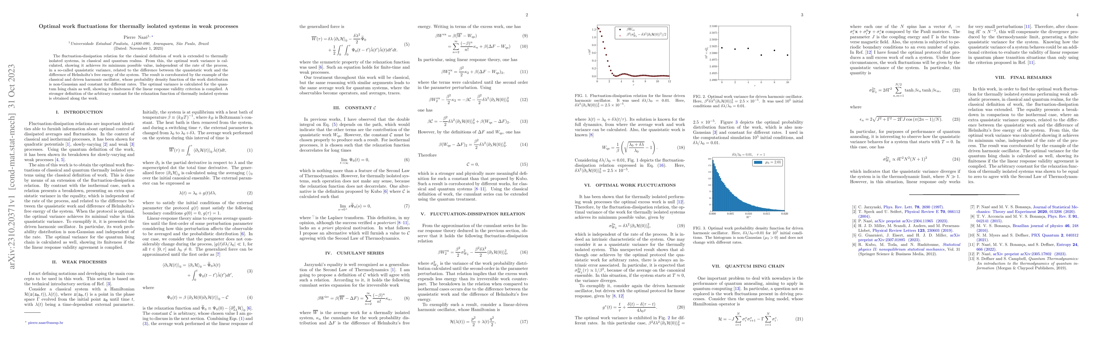 Thumbnail for Optimal work fluctuations for thermally isolated systems in weak
  processes