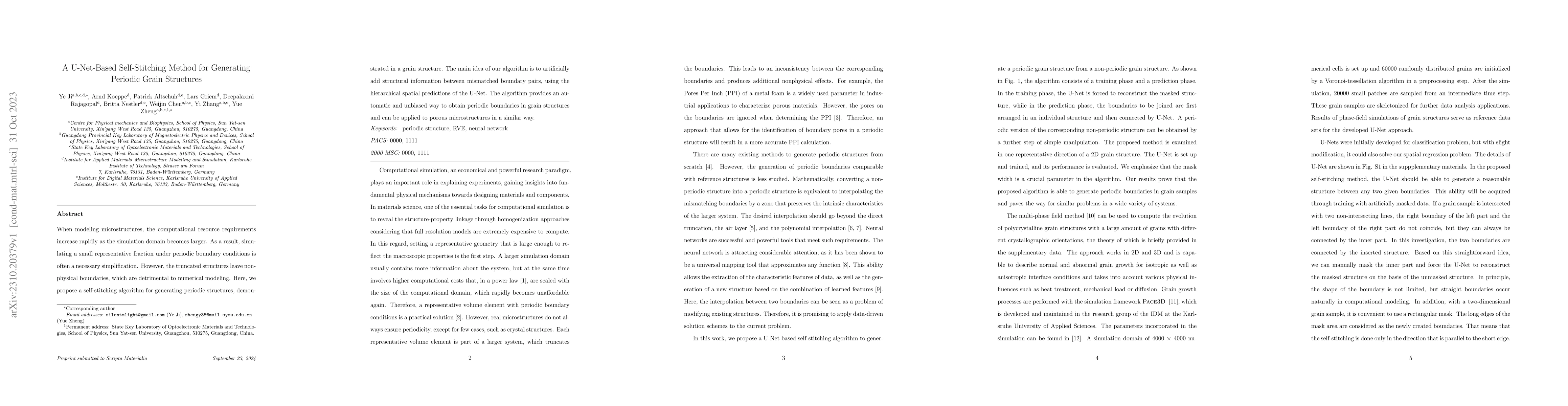 Thumbnail for A U-Net-Based Self-Stitching Method for Generating Periodic Grain
  Structures