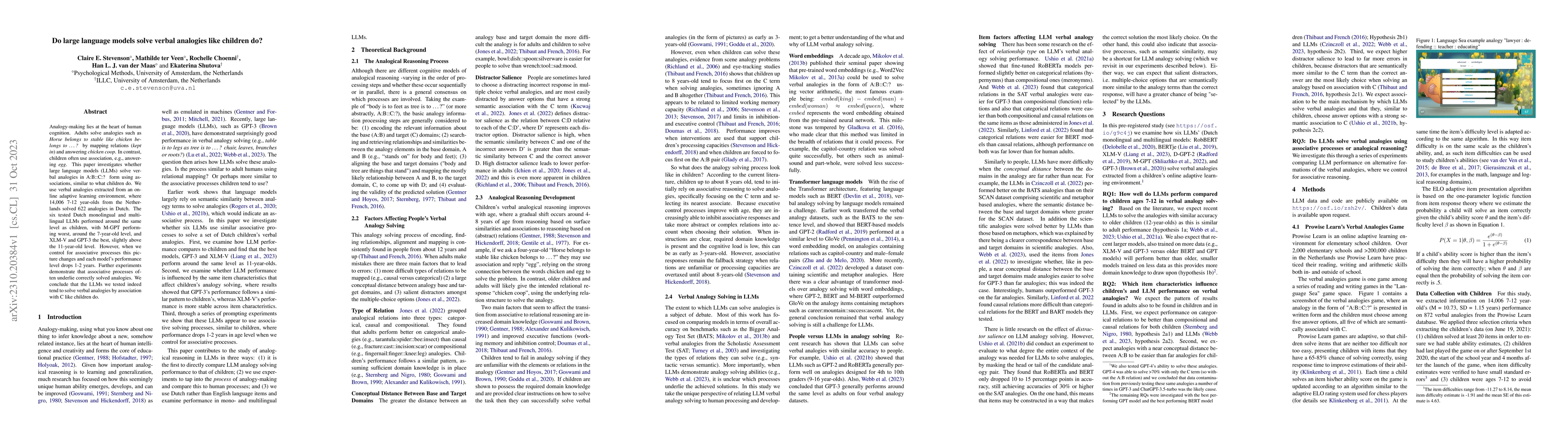Thumbnail for Do large language models solve verbal analogies like children do?