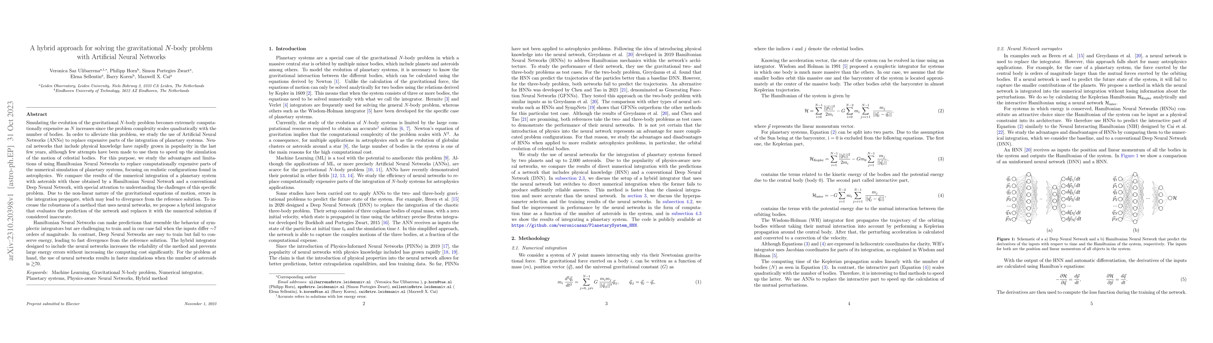 Thumbnail for A hybrid approach for solving the gravitational N-body problem with
  Artificial Neural Networks