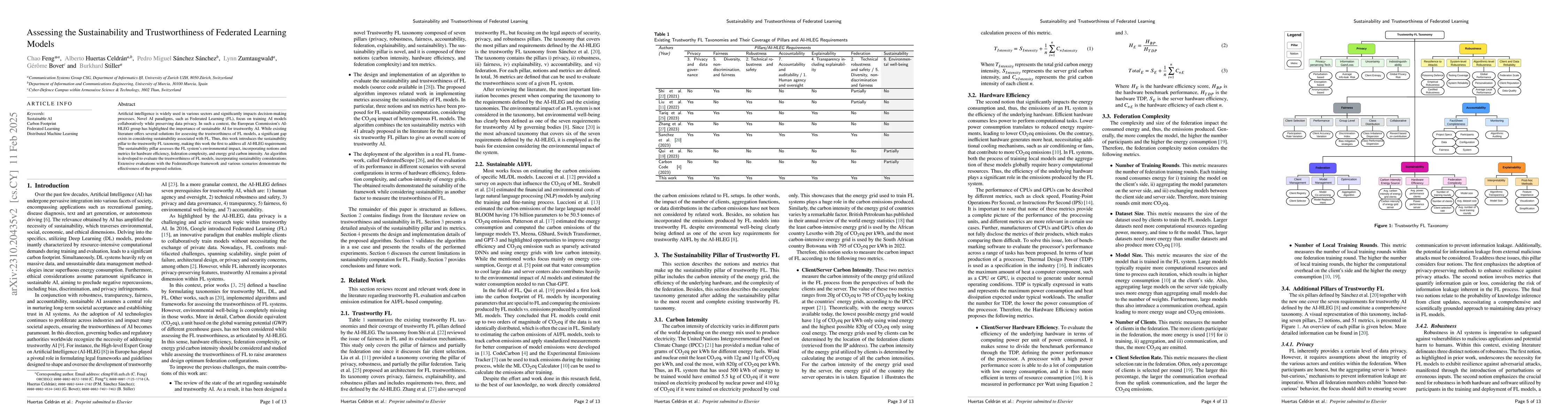 Thumbnail for Assessing the Sustainability and Trustworthiness of Federated Learning
  Models
