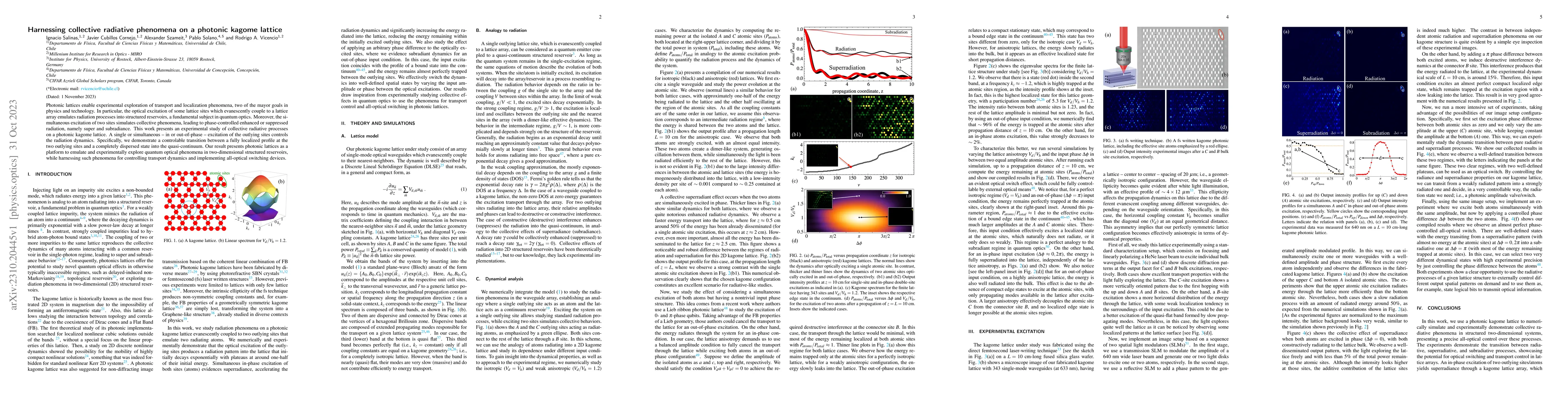Thumbnail for Harnessing collective radiative phenomena on a photonic kagome lattice