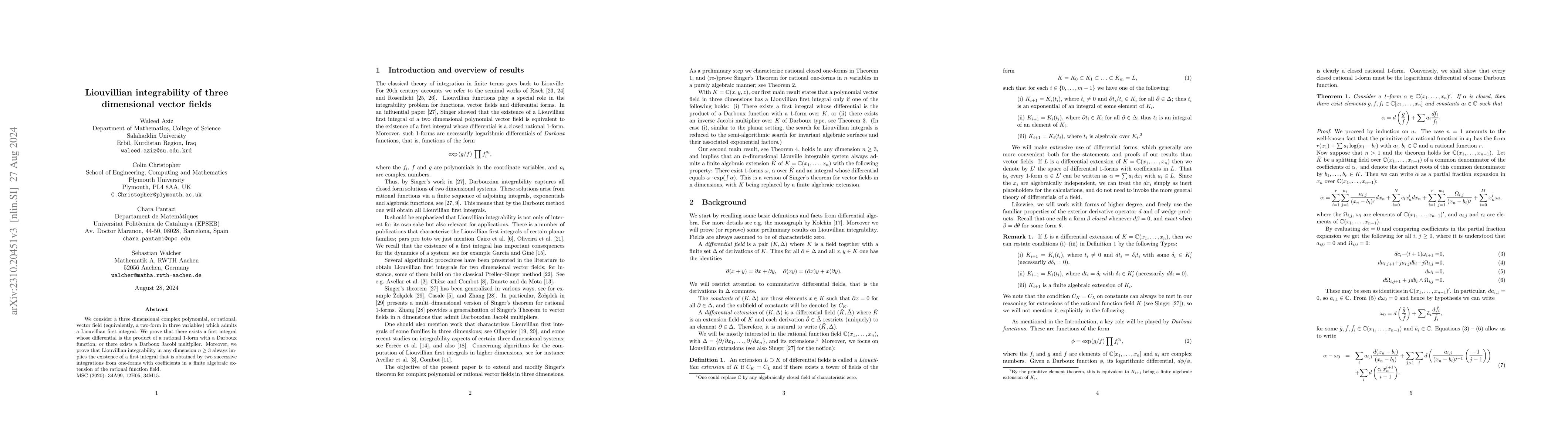 Thumbnail for Liouvillian integrability of three dimensional vector fields